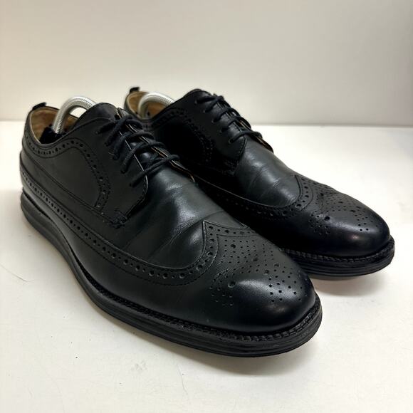 VERY GOOD Cole Haan OriginalGrand Longwing Oxfords Black Leather Gunboats 10.5 - Picture 2 of 10